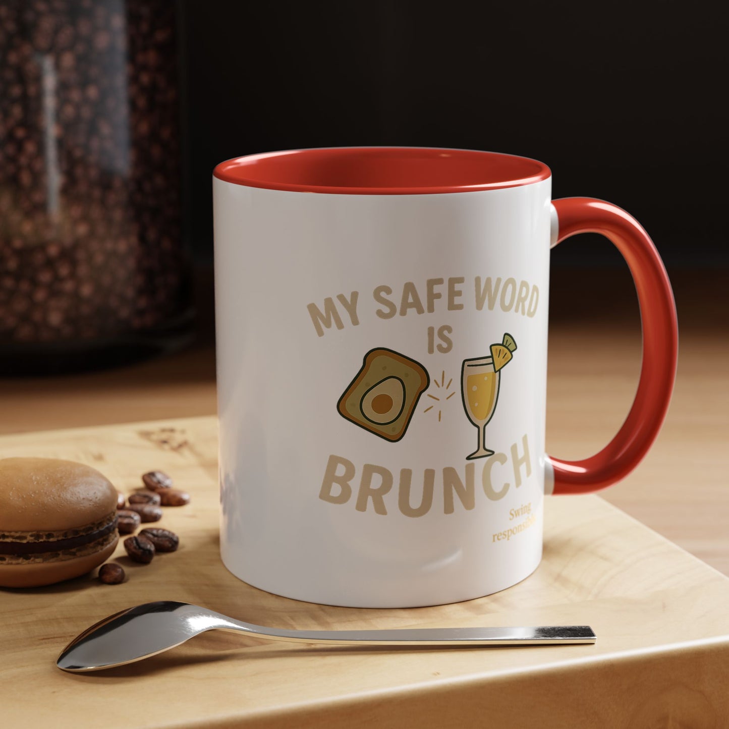 Brunch-Themed Coffee Mug, My Safe Word is Brunch, Fun Gift for Foodies, Stylish Kitchen Decor, Unique Coffee Lover's Gift