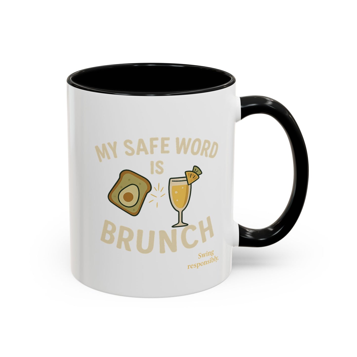 Brunch-Themed Coffee Mug, My Safe Word is Brunch, Fun Gift for Foodies, Stylish Kitchen Decor, Unique Coffee Lover's Gift