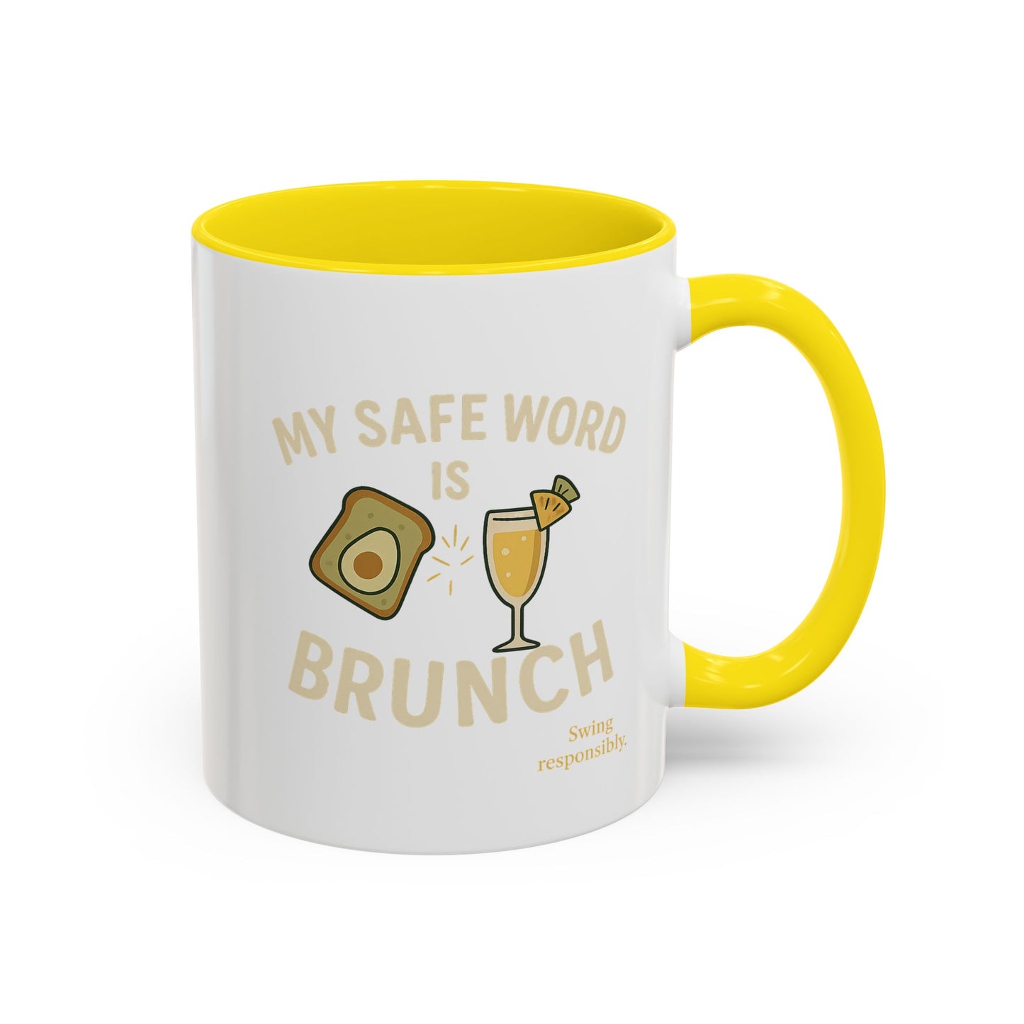Brunch-Themed Coffee Mug, My Safe Word is Brunch, Fun Gift for Foodies, Stylish Kitchen Decor, Unique Coffee Lover's Gift