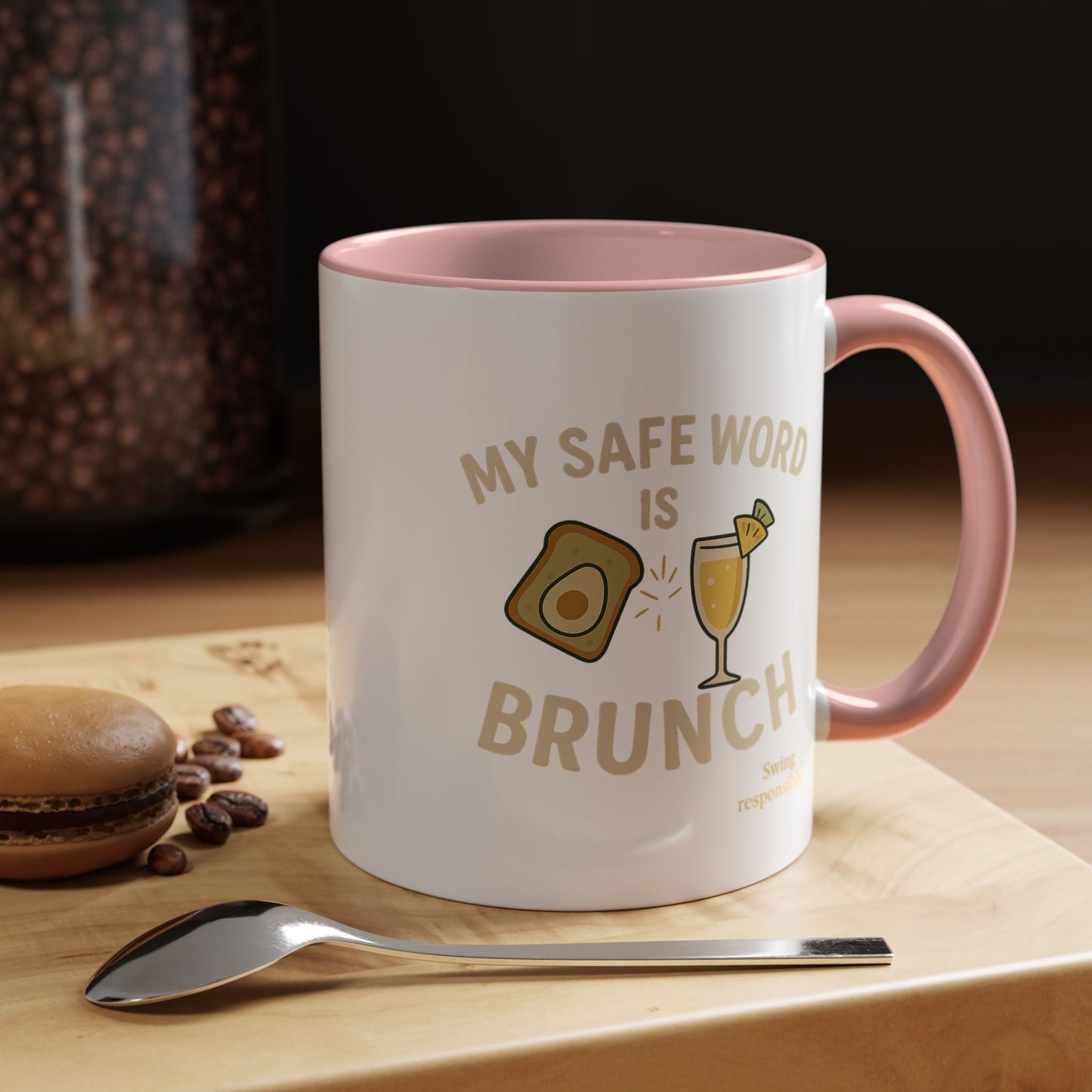Brunch-Themed Coffee Mug, My Safe Word is Brunch, Fun Gift for Foodies, Stylish Kitchen Decor, Unique Coffee Lover's Gift